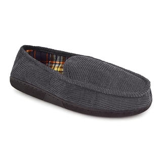 Men's MUK LUKS Corduroy Moccasin with Flannel Lining Grey