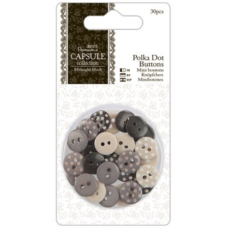 Papermania Midnight Blush Polka Dot Buttons 30/Pkg
