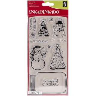 Inkadinkado Christmas Clear Stamps 4"X8" Sheet-Mason Jar Snowglobe