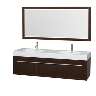 Wyndham Collection Axa 72-inch Acrylic ResTop Int. Sink and 70-inch Mirror Double Bathroom Vanity