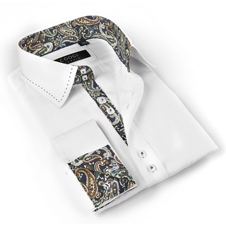 Coogi Luxe Men's White/ Paisley Button Down Dress Shirt