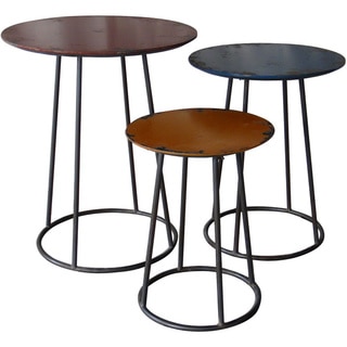 Aurelle Home Iron Round-top Minimalist 3-piece Nesting End Table Set