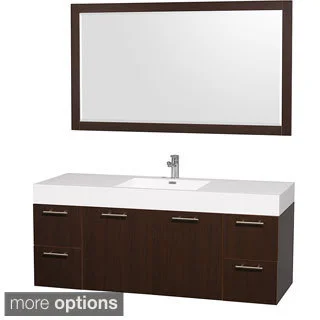Wyndham Collection Amare White Acylic Resin 60-inch Single Bathroom Vanity Acrylic Resin and 58-inch Mirror