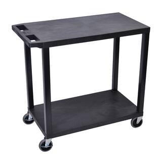 Luxor Plastic Black High Capacity 2-flat Shelf Cart
