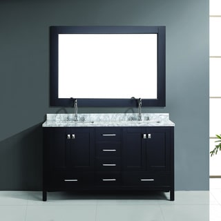 Design Element London 60-inch Espresso Double Sink Vanity Set with Mirror