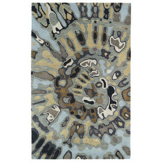Hand-tufted Artworks Pewter Green Tie-dye Rug (9'6 x 13')