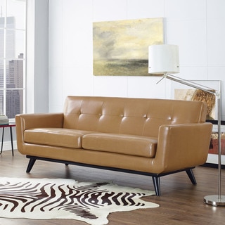 Engage Tan Leather Loveseat
