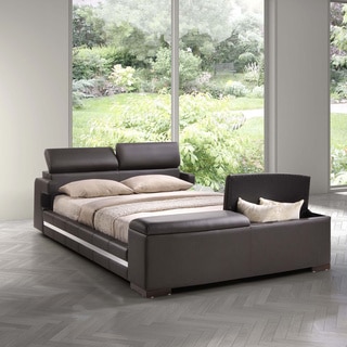 Zuo Truffaut Wood Bed in Espresso or White with Storage Footboard and Raised Headboard