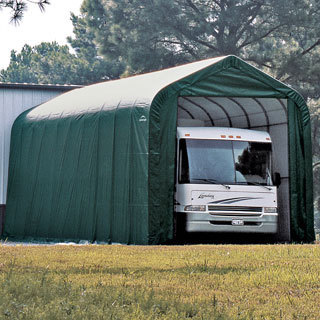 ShelterLogic Green Automotive/ Boat Peak Style Outdoor Garage Storage Shed 18 feet wide x 28 feet long x 10 feet high