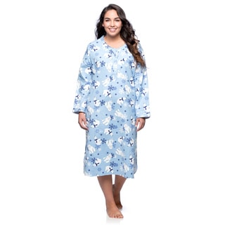 La Cera Women's Plus Size Polar Bear Pullover Night Gown