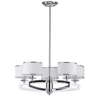 Safavieh Lighting 25-Inch Adjustable 5-Light Lenora Chrome Drum Pendant Lamp