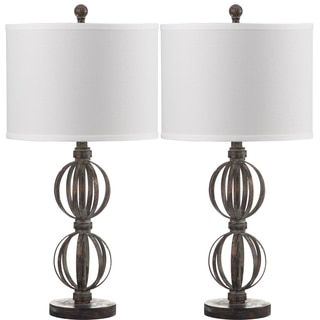 Safavieh Lighting 27.75-inch Calista Double Sphere Oil-Rubbed Bronze Table Lamp (Set of 2)