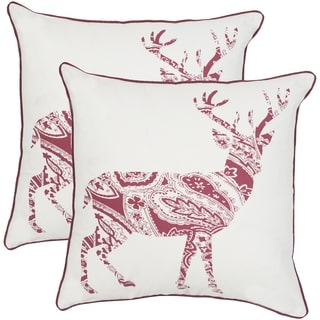 Safavieh Paisley Red/ White 18-inch Throw Pillows (Set of 2)