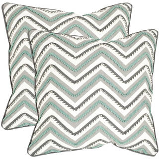 Safavieh Elli Green/ White 18-inch Square Throw Pillows (Set of 2)