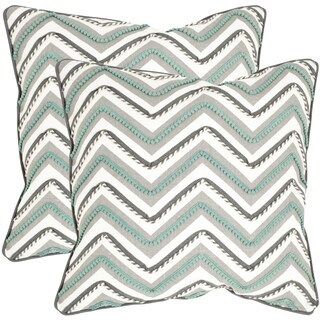 Safavieh Elli Green/ White 22-inch Square Throw Pillows (Set of 2)