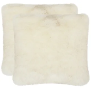 Safavieh Faux Shadow Fox White 20-inch Square Throw Pillows (Set of 2)