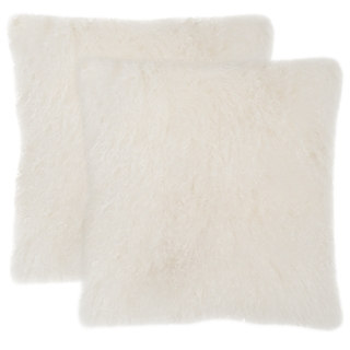 Safavieh Natural Sheepskin White 20-inch Square Throw Pillows (Set of 2)