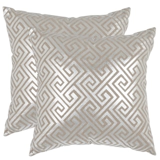 Safavieh Jayden Silver 18-inch Square Throw Pillows (Set of 2)