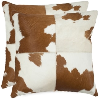 Safavieh Carley Tan/ White 18-inch Square Throw Pillows (Set of 2)
