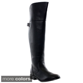 Breckelle's Rider-24 Women's Buckle Strap Over Knee-high Riding Boots
