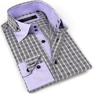 Coogi Luxe Men's Gray/ Purple/ Black Button Down Dress Shirt