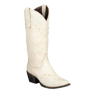 Lane Boots Women's 'Jeni Lace' Ivory Leather Cowboy Boots