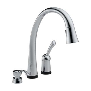 Delta Pilar Chrome Single Handle Pull-down Kitchen Faucet with Touch2O(R) Technology and Soap Dispenser