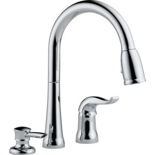 Delta Single Handle Pull-down Chrome Kitchen Faucet with Soap Dispenser