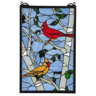 Cardinal Morning Stained Glass Window Panel