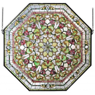 Light Green Front Hall Floral Stained Glass Window Panel