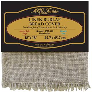 Soft & EZ Linen Burlap Bread Cover 18"X18"-Natural W/Silver Metallic 18 Count