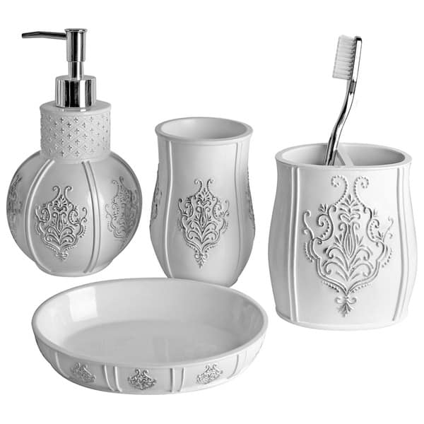 Vintage White 4-piece Bathroom Accessory Set. Opens flyout.