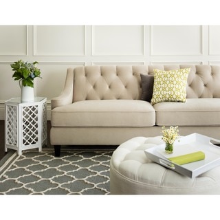 Abbyson Claridge Beige Velvet Fabric Tufted Sofa