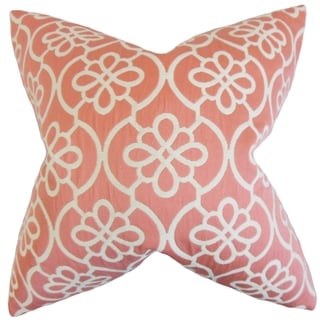 Indre Geometric 18-inch Feather Filled Coral 18-inch Throw Pillow