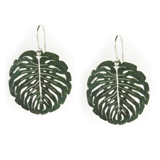 Handcrafted Copper Patina Cut-work Leaf Dangle Earrings (Mexico)