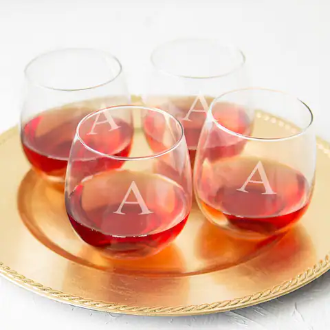 Personalized Stemless Red Wine Glasses (Set of 4)