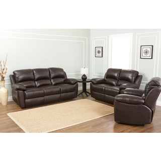 Abbyson Westwood Leather 3 Piece Living Room Reclining Set