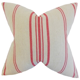 Lido Stripes Feather Filled Red 18-inch Throw Pillow