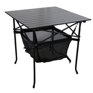 Aluminum Roll Slat Graphite Grey 27.25-inch Table with Storage