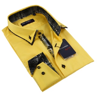 Max Lauren Men's Yellow Long Sleeve Dress Shirt