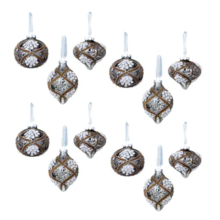 Sage & Co Sage & Co. Vintage Patterned Beaded Glass Christmas Ornaments (Pack of 12)