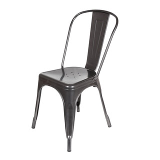 Design Tree Home Steel Metal Tolix-Style Charcoal Grey Dining Chair (China)