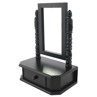 Black Tabletop Storage Drawer with Mirror