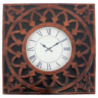 Coppertone and Black Medallion Metal Wall Clock (set of 4)