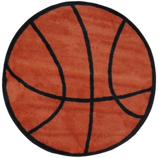 Kids Novelty Orange Basketball Accent Rug (3'2 Round)