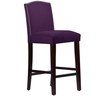 Made to Order Nail Button Arched Barstool in Velvet Aubergine
