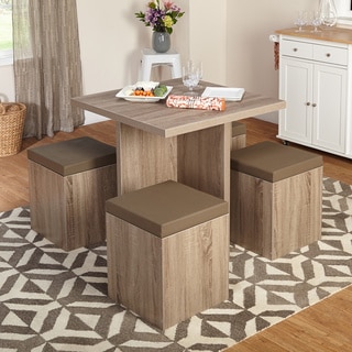 Simple Living 5-piece Baxter Dining Set with Storage Ottomans