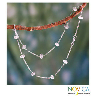 Sterling Silver 'Cool Mystique' Tourmalinated Quartz Necklace (India)