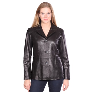 Women's 'Tribeca' Black Leather Blazer
