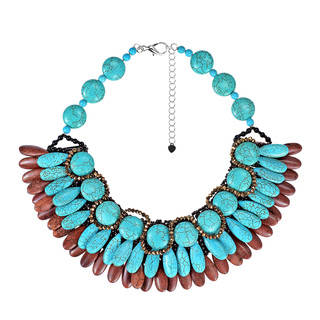 Exquisite Teardrop Turquoise Brown Howlite Cluster Necklace (Thailand)